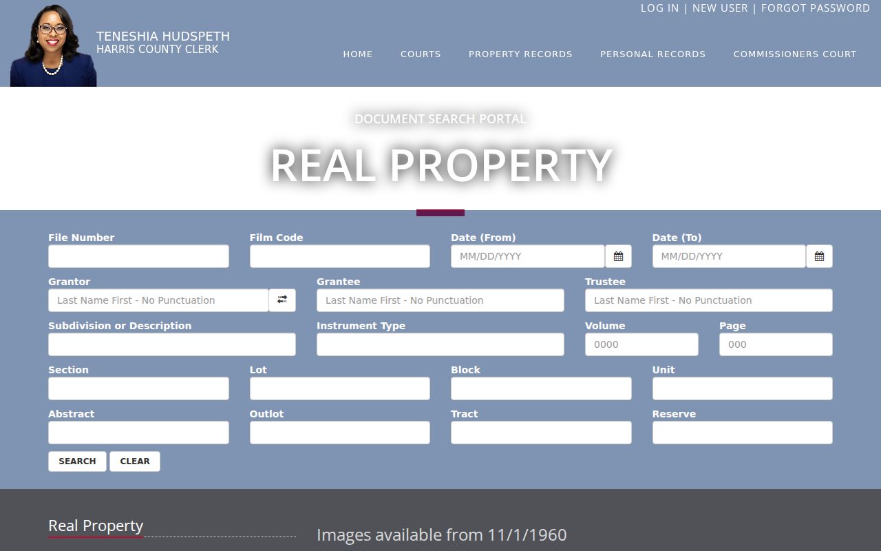 La Porte residents directory Harris County deed index