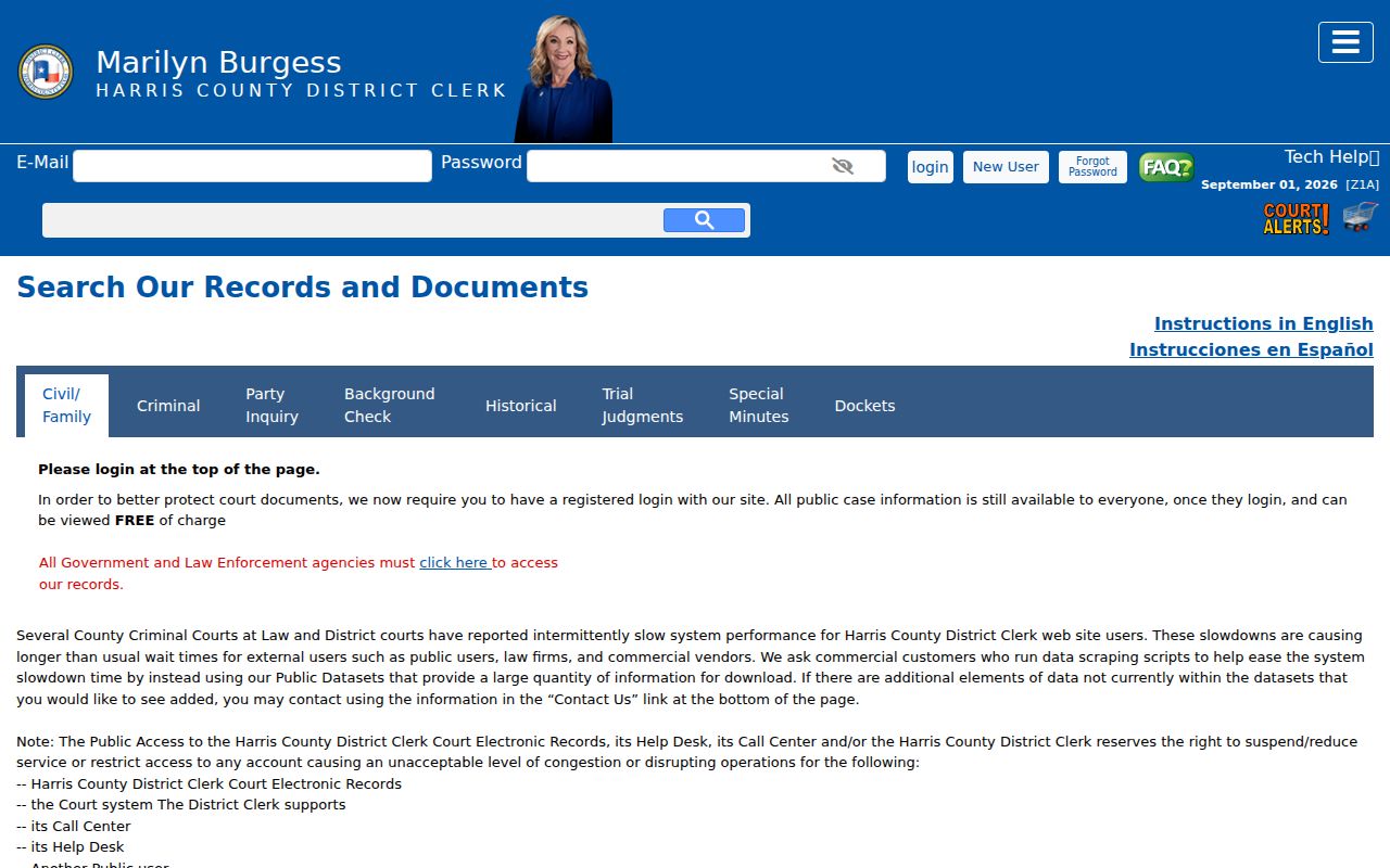 La Porte residents directory Harris County District Clerk search
