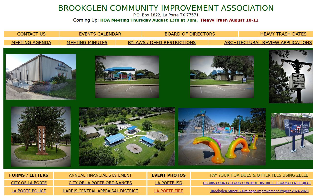 La Porte neighbors Brookglen community improvement association page