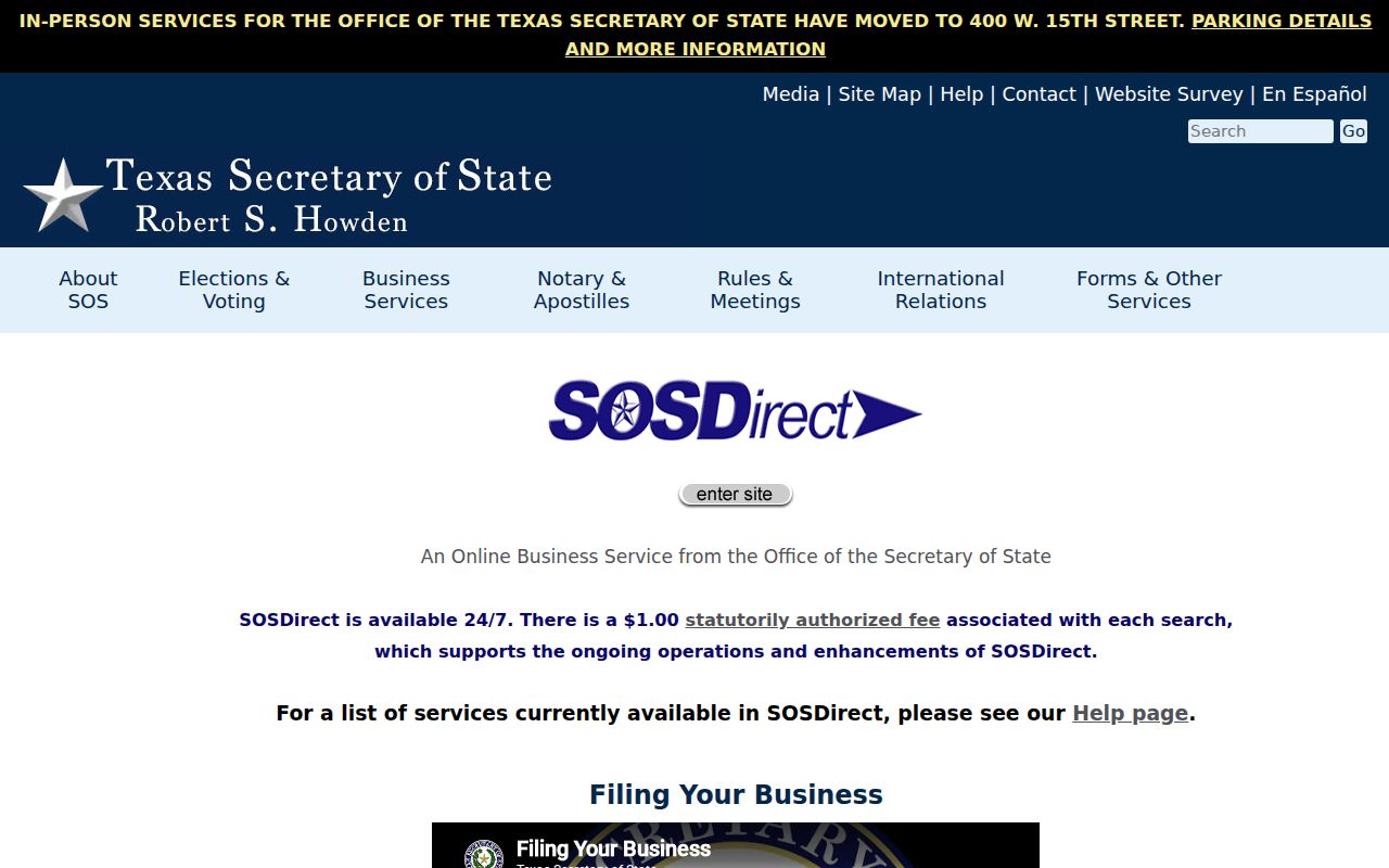 La Porte resident lookup SOSDirect business search options