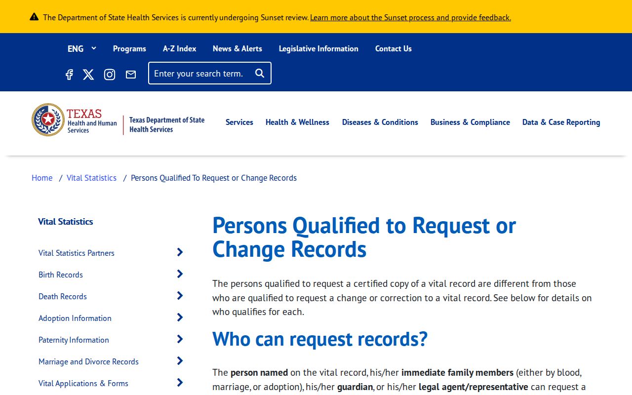 La Porte resident lookup qualified-person vital record rules