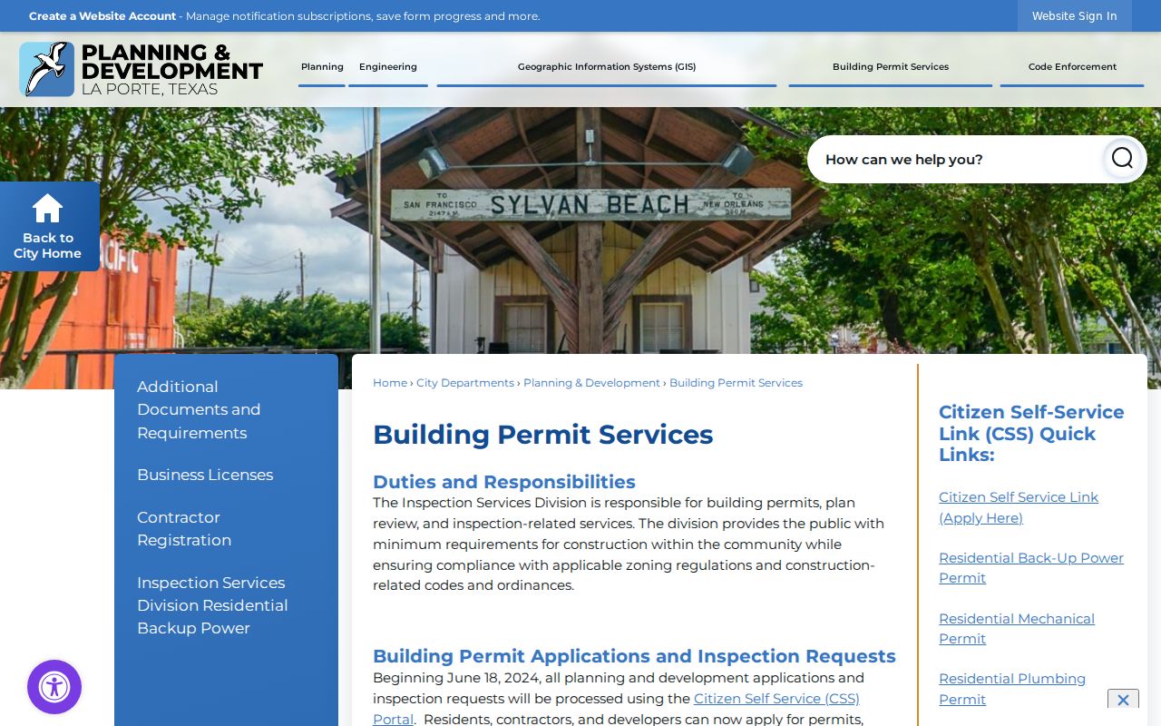 La Porte street directory building permit services